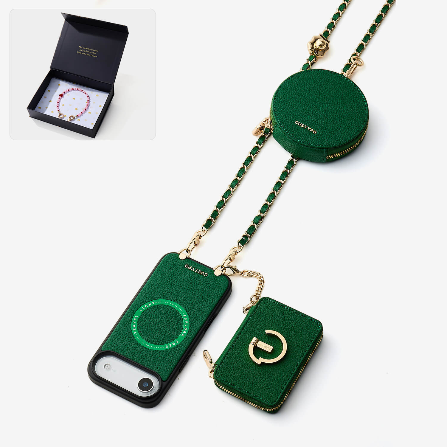 Starlight Gift Box- Morandi Phone Case with Shoulder Chain & Wallet-Custype