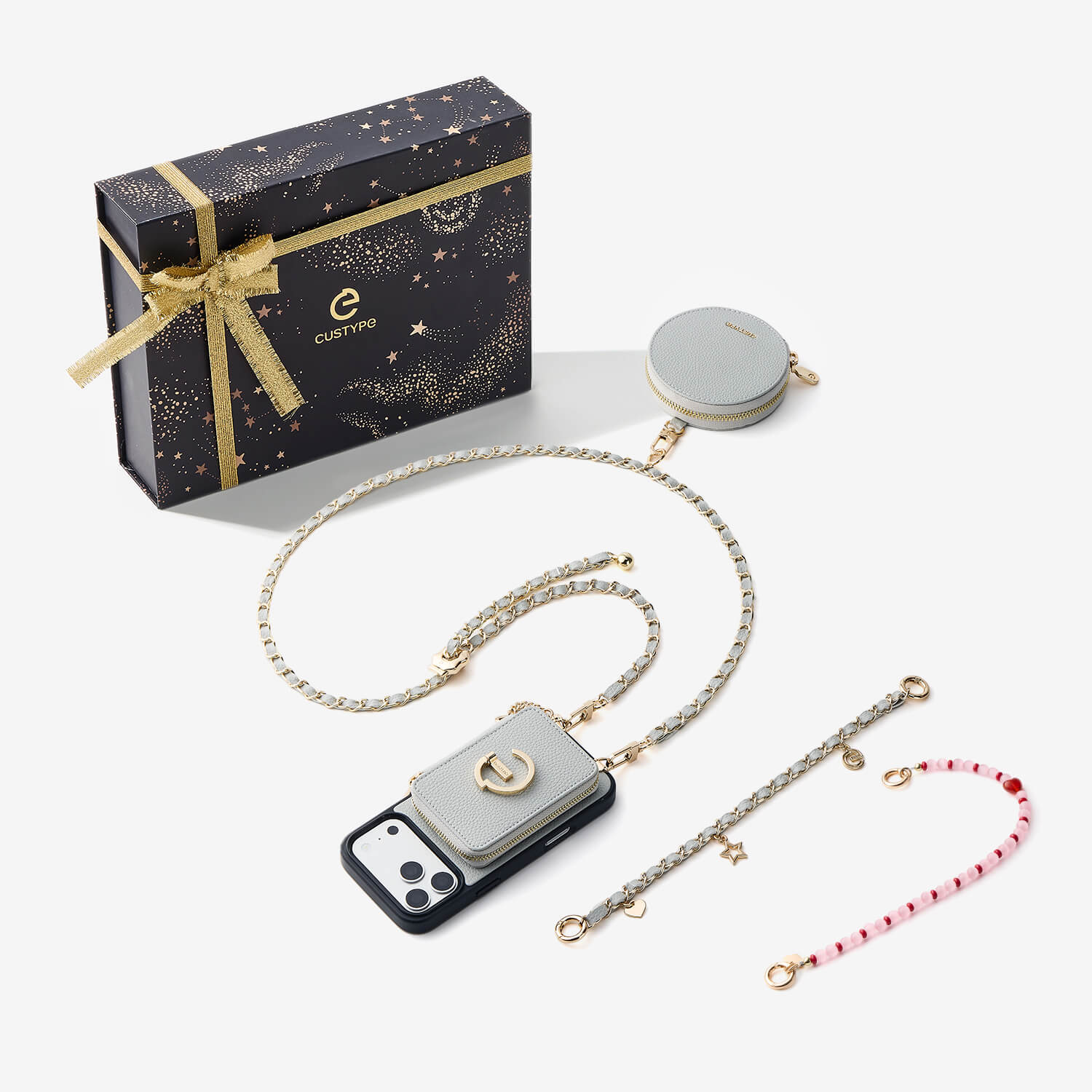 Starlight Gift Box- Morandi Phone Case with Shoulder Chain & Wallet-Custype