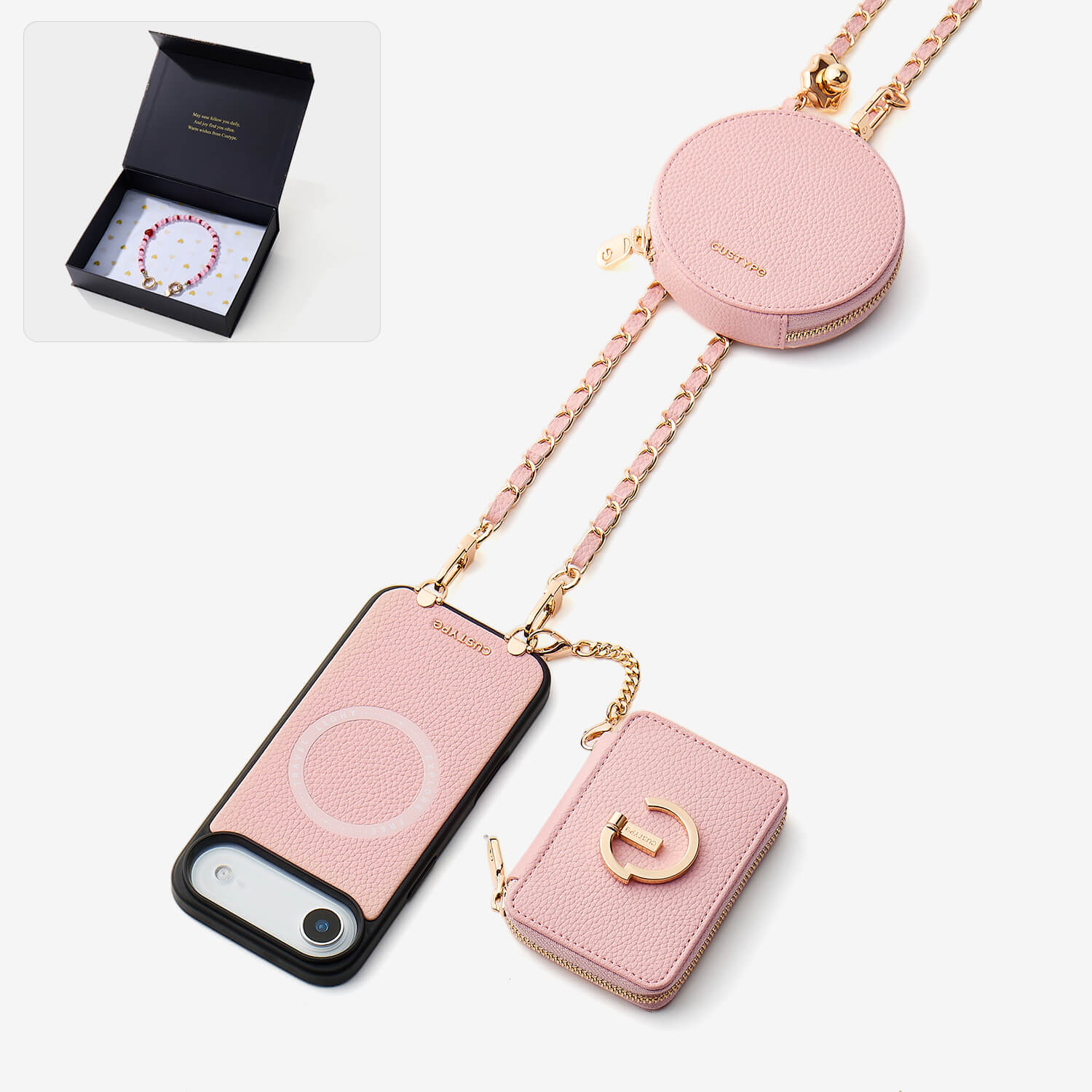 Starlight Gift Box- Morandi Phone Case with Shoulder Chain & Wallet-Custype
