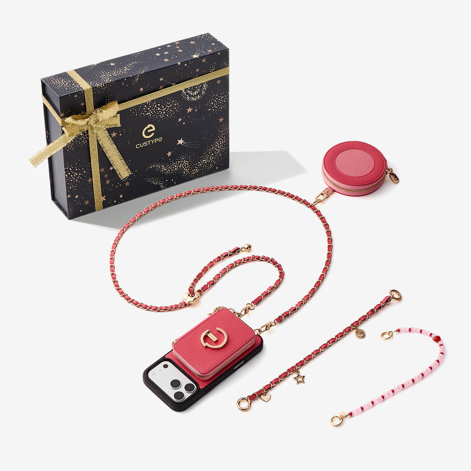 Starlight Gift Box- Morandi Phone Case with Shoulder Chain & Wallet-Custype