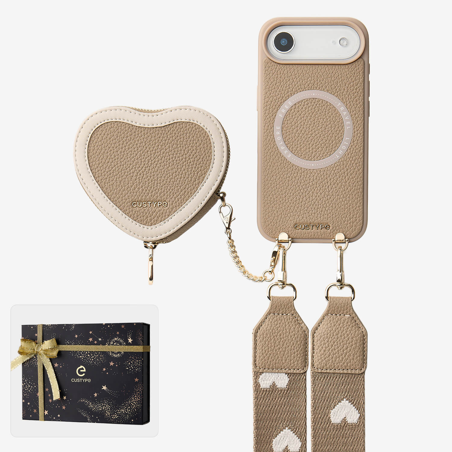 Starlight Gift Box- Morandi Sling iPhone Case with Heart Pouch
