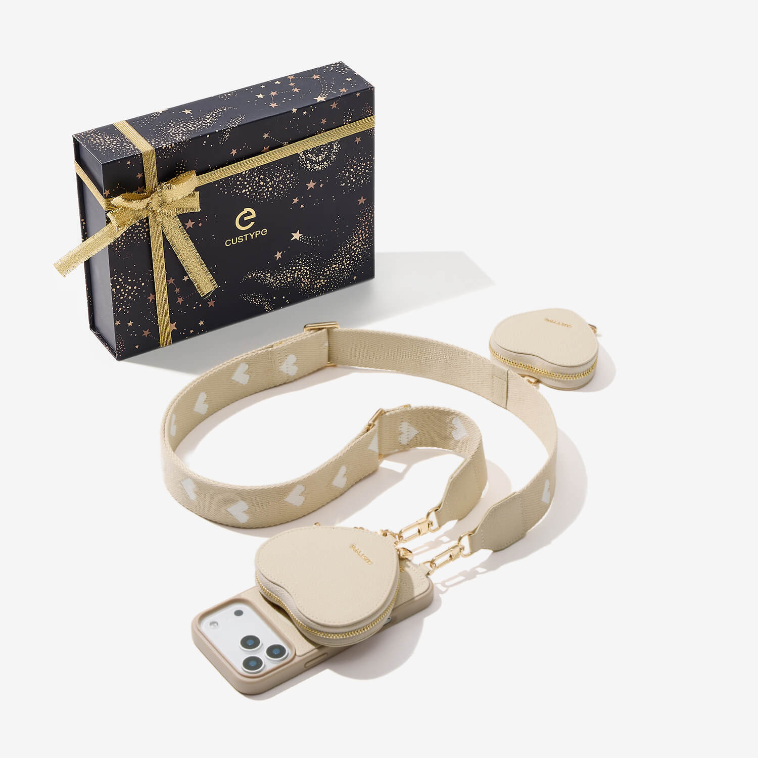 Starlight Gift Box- Webbing Crossbody Phone Case with Heart Airpods Pouch