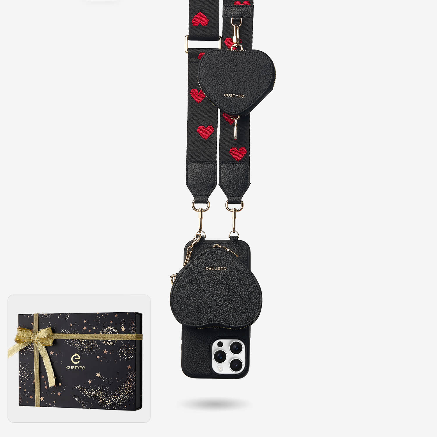 Starlight Gift Box- Webbing Crossbody Phone Case with Heart Airpods Pouch
