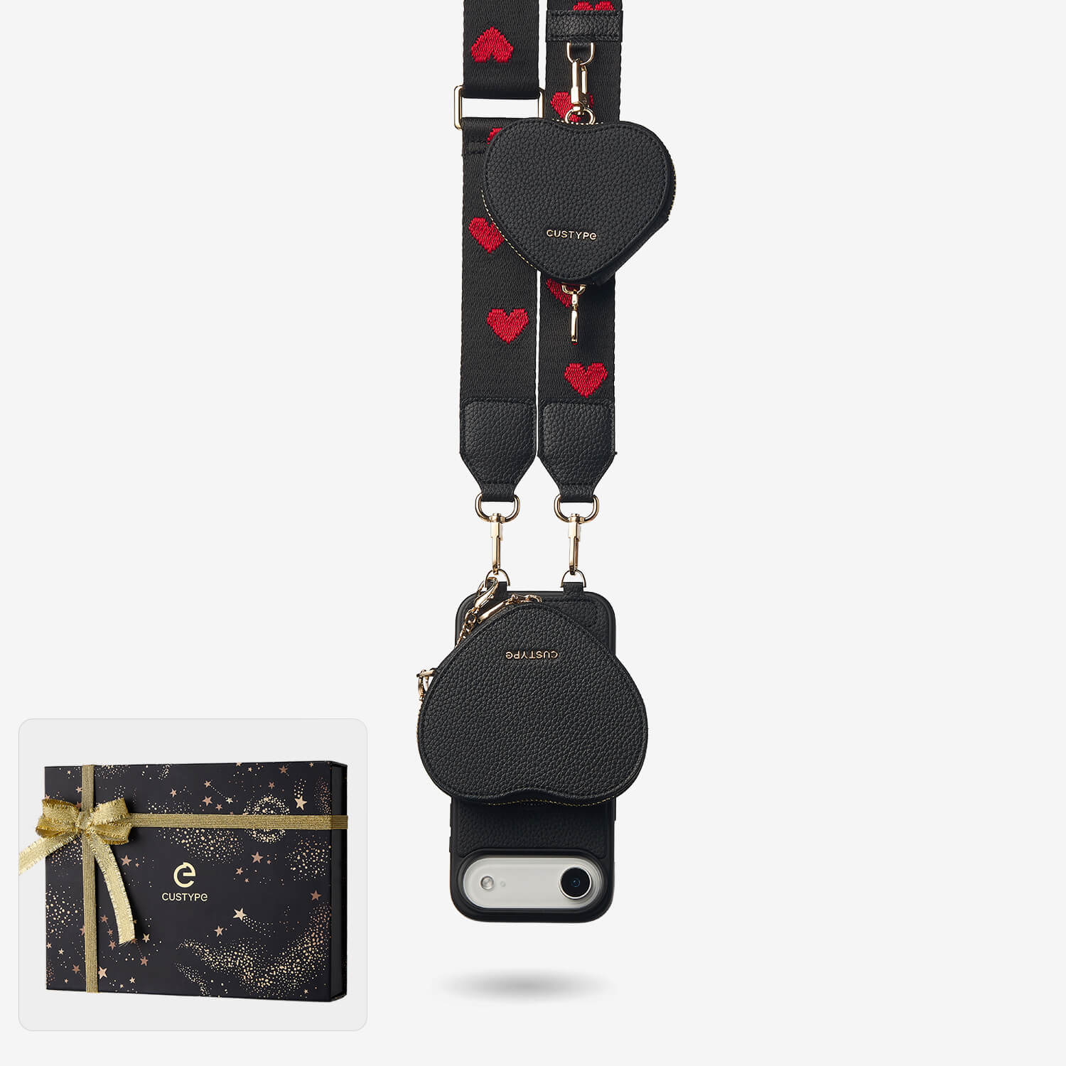 Starlight Gift Box- Webbing Crossbody Phone Case with Heart Airpods Pouch