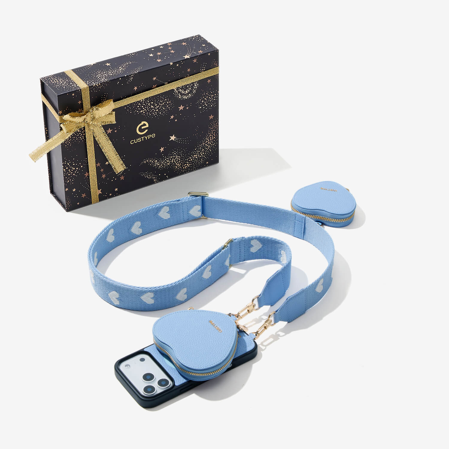 Starlight Gift Box- Webbing Crossbody Phone Case with Heart Airpods Pouch