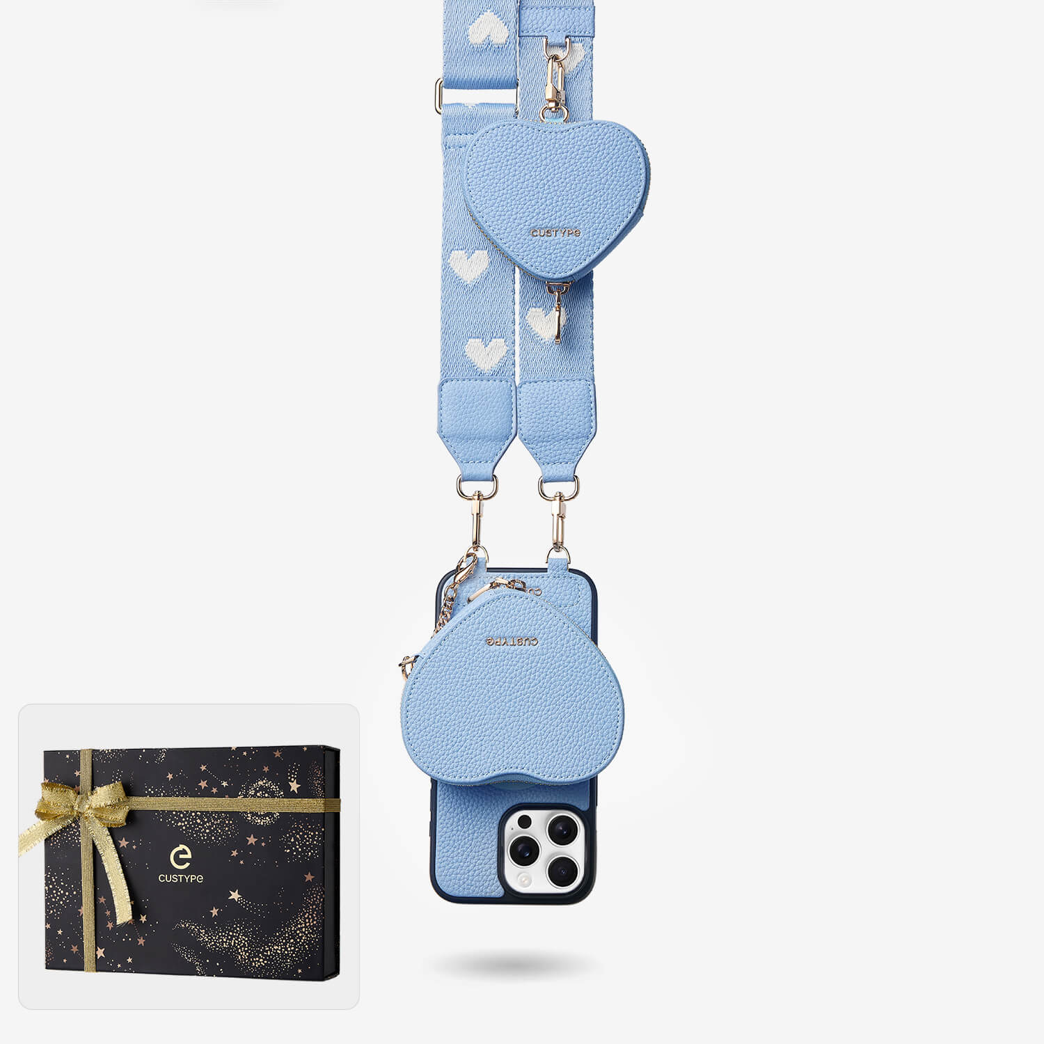 Starlight Gift Box- Webbing Crossbody Phone Case with Heart Airpods Pouch