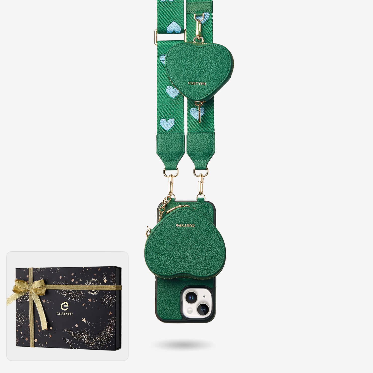 Starlight Gift Box- Webbing Crossbody Phone Case with Heart Airpods Pouch