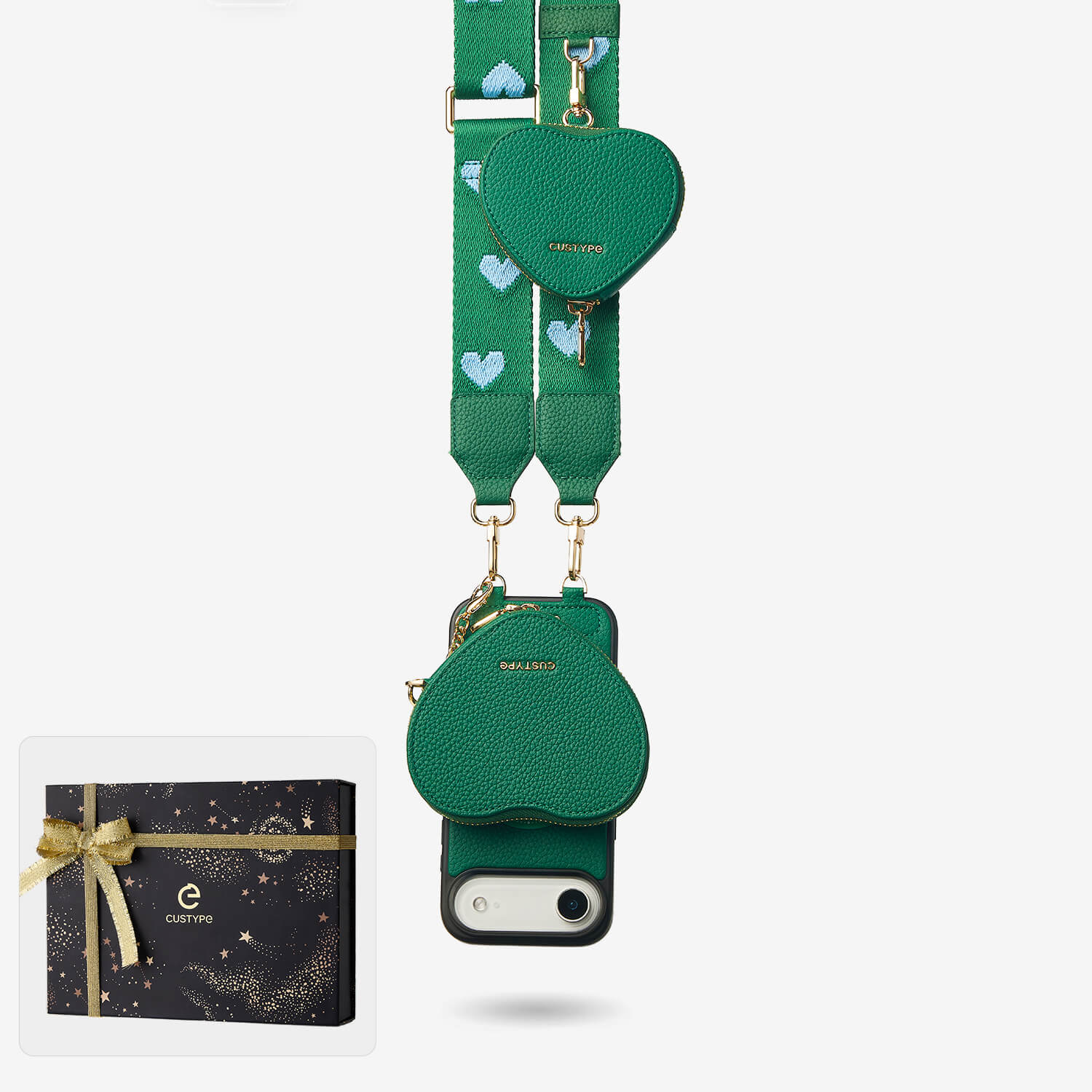 Starlight Gift Box- Webbing Crossbody Phone Case with Heart Airpods Pouch