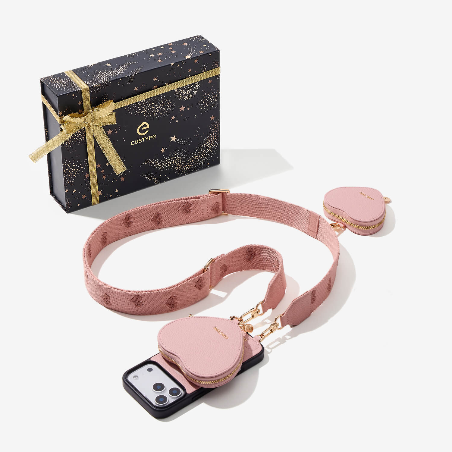 クリスマス限定キット - ウェビング クロスボディ iPhoneケース（ハート型AirPodsポーチ付き）