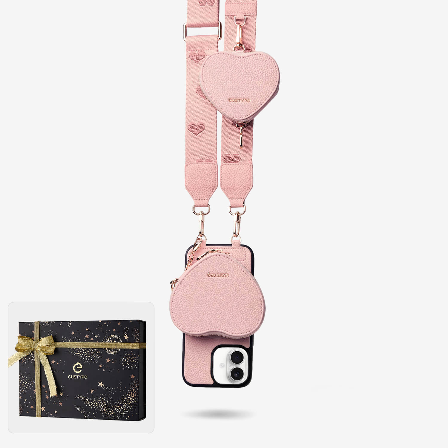 Starlight Gift Box- Webbing Crossbody Phone Case with Heart Airpods Pouch