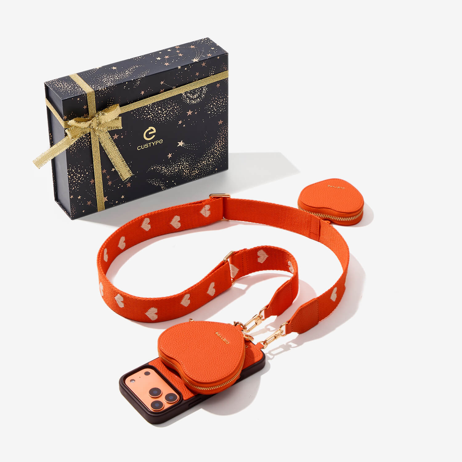 クリスマス限定キット - ウェビング クロスボディ iPhoneケース（ハート型AirPodsポーチ付き）