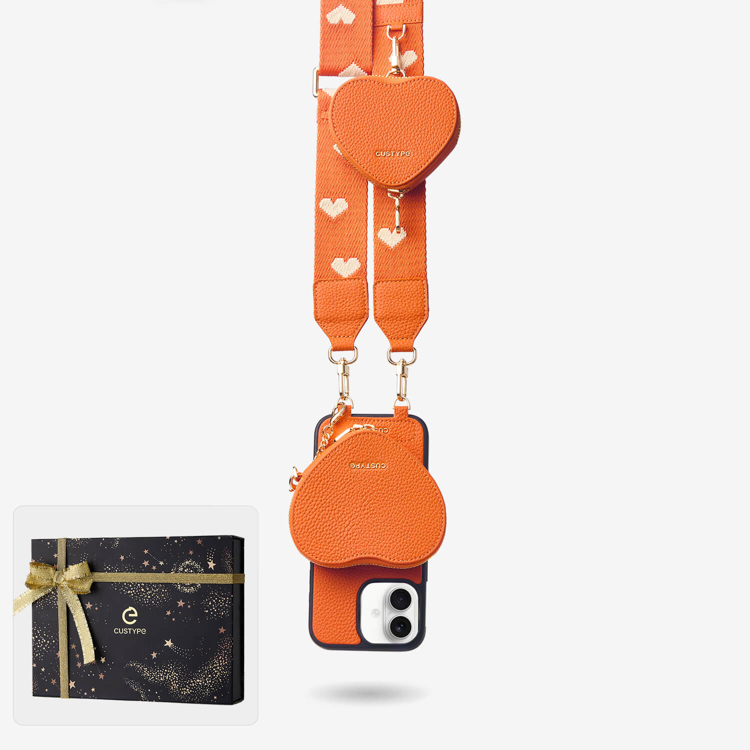 Starlight Gift Box- Webbing Crossbody Phone Case with Heart Airpods Pouch