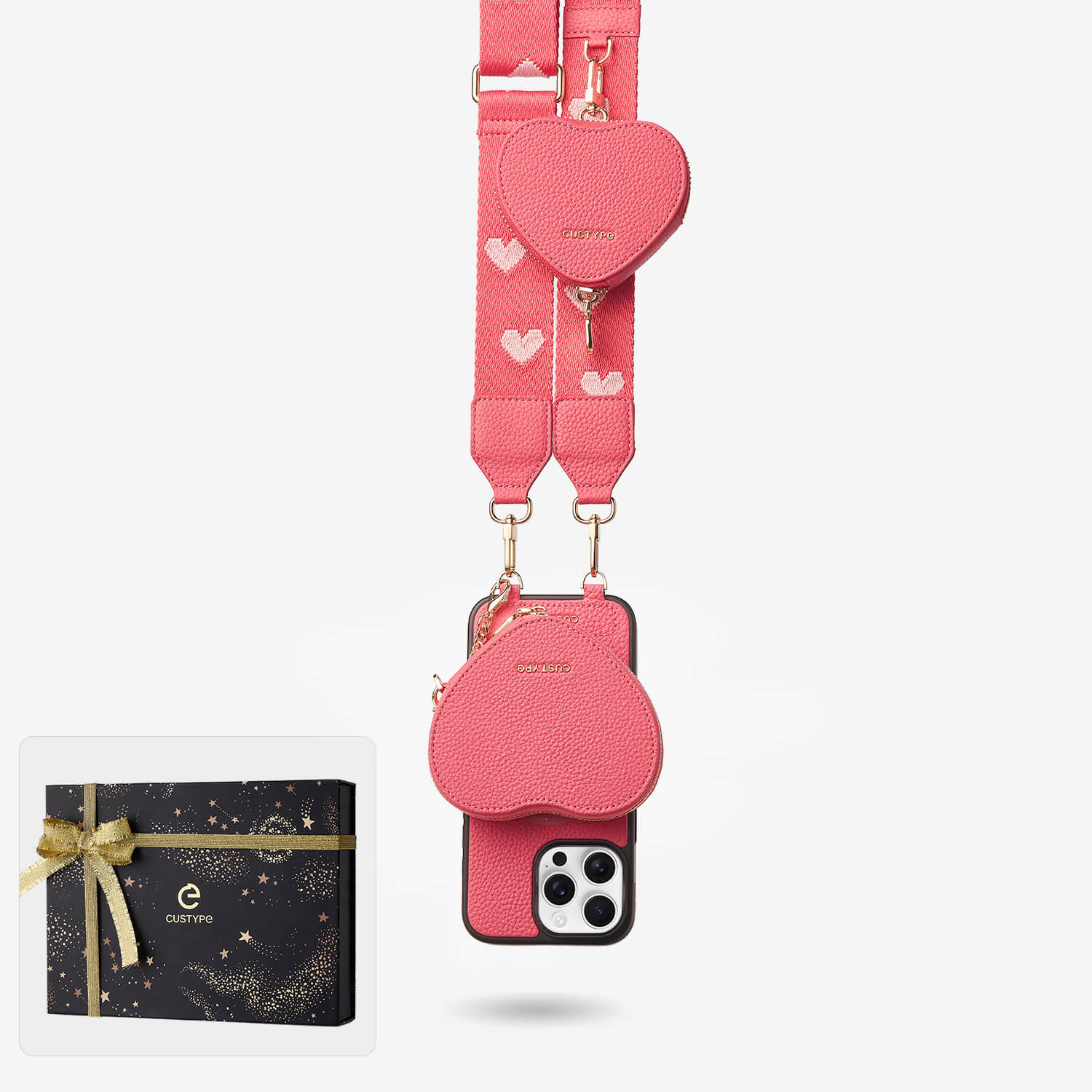 Starlight Gift Box- Webbing Crossbody Phone Case with Heart Airpods Pouch
