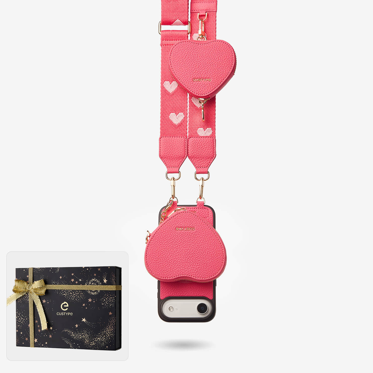 Starlight Gift Box- Webbing Crossbody Phone Case with Heart Airpods Pouch