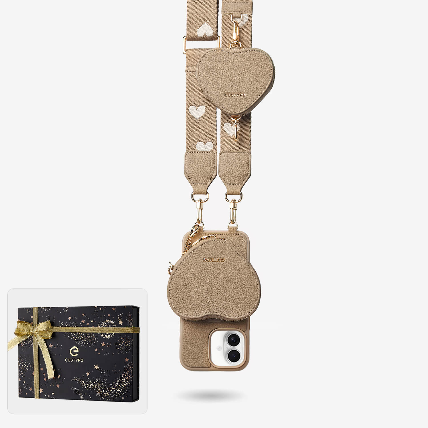 Starlight Gift Box- Webbing Crossbody Phone Case with Heart Airpods Pouch