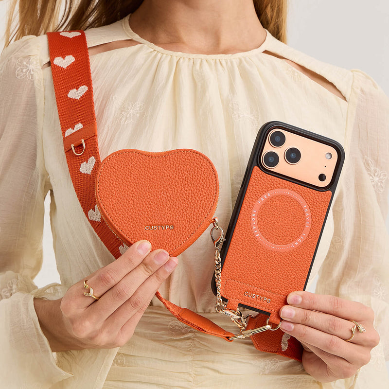 Heart Design Kit- Webbing Strap iPhone Case with Magnetic Pouch