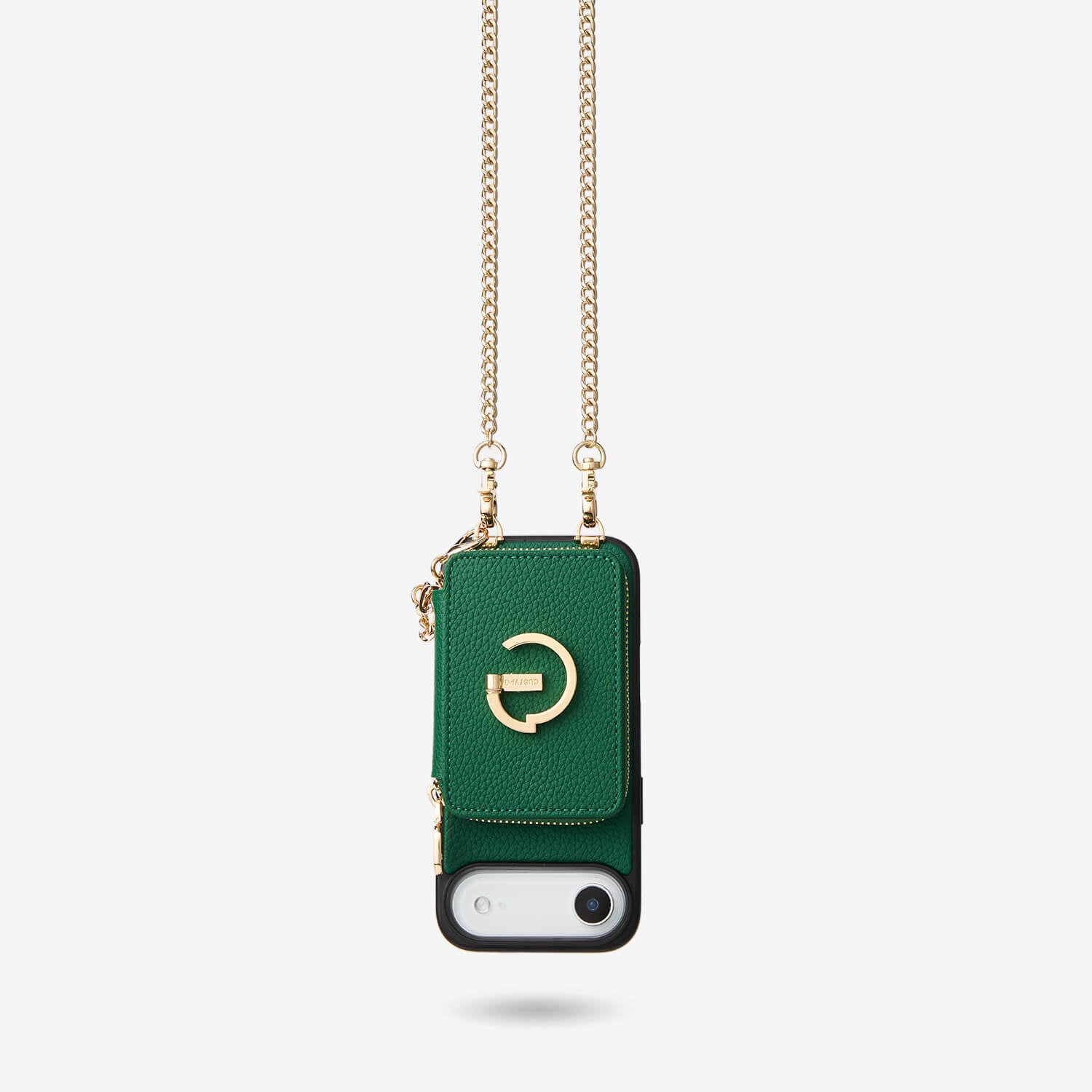 Green premium iPhone 17 Air leather chain phone case for shopping