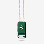 Green premium iPhone 17 Air leather chain phone case for shopping
