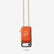 Orange iPhone 17 Air crossbody phone case set with  magnetic wallet and strap for travel