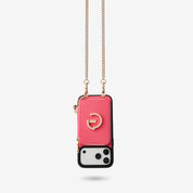 Peach pink iPhone 17 Pro Max phone case with detachable wallet for travel