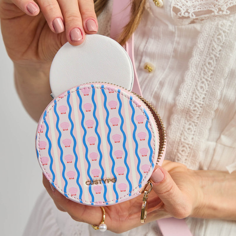 round leather coin pouch