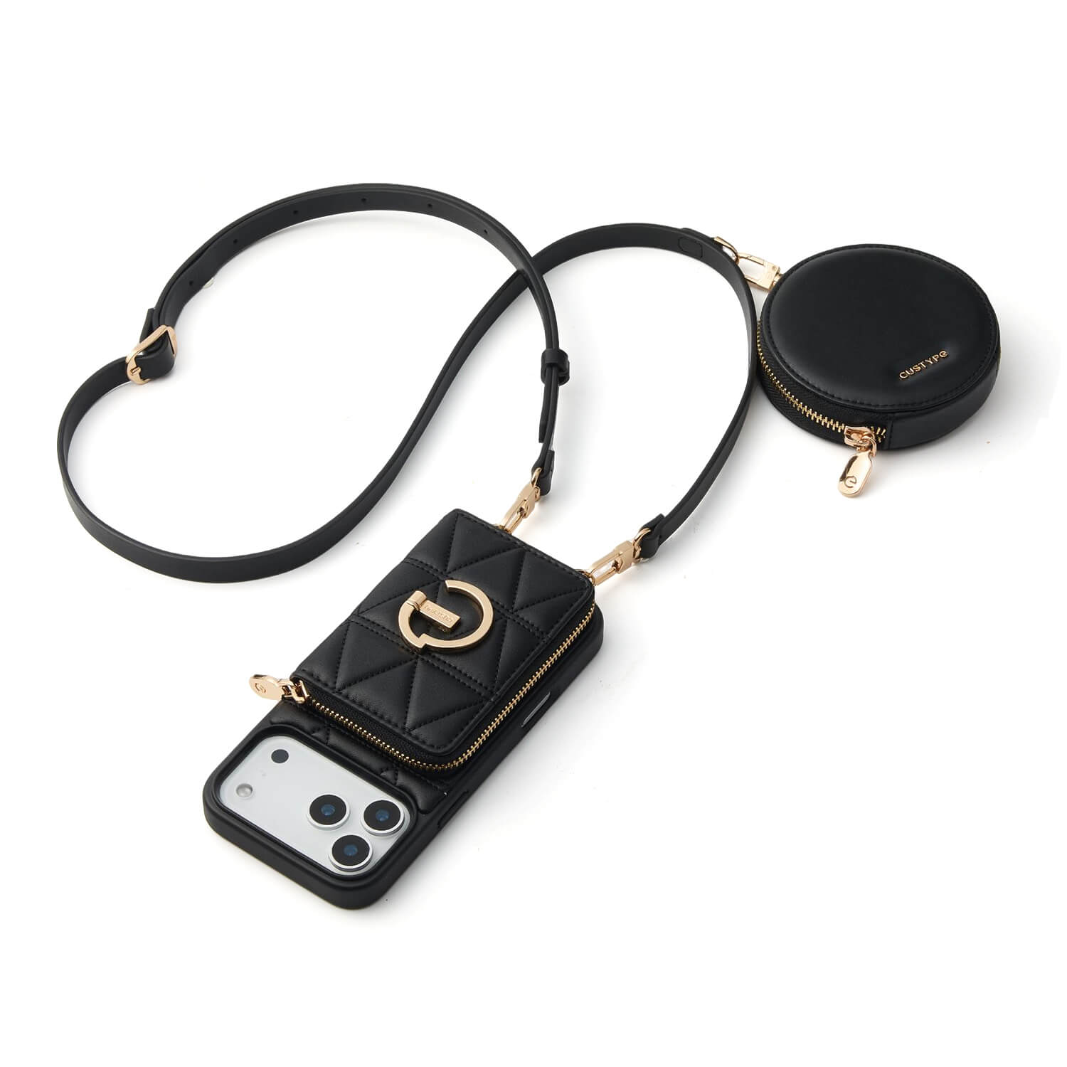 ThreadTrend- Triangle Argyle Phone Case Round Bag Set