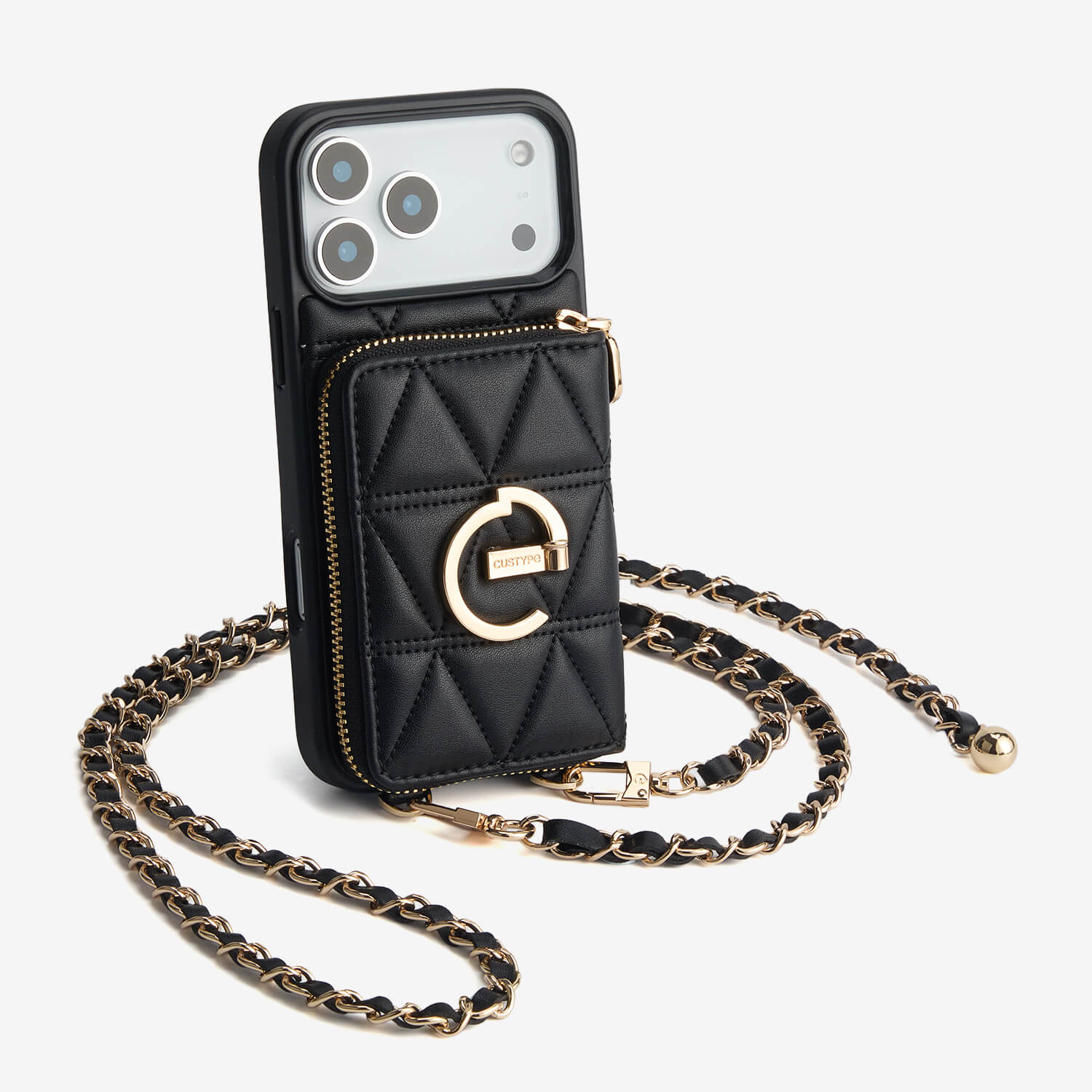 LuxeCharm- Triangle Argyle Phone Case with Adjustable Chain Strap