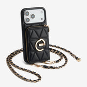 LuxeCharm- Triangle Argyle Phone Case with Adjustable Chain Strap