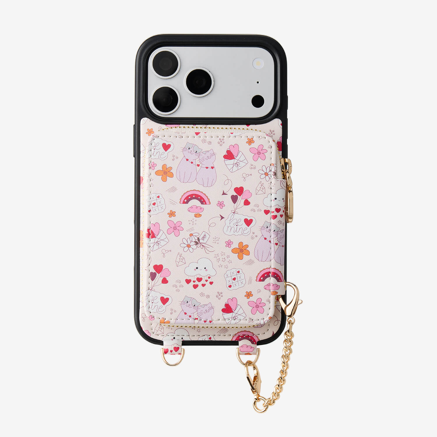 バレンタインテーマ クロスボディスマホケース（ポーチ＆ミニポーチ付き）