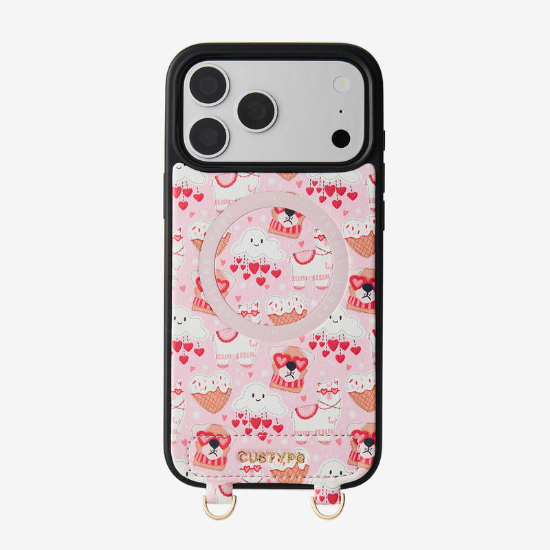 バレンタインテーマ クロスボディスマホケース（ポーチ＆ミニポーチ付き）