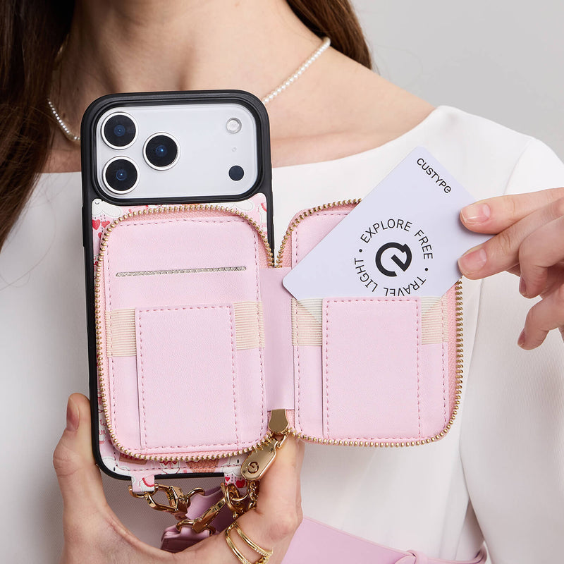 バレンタインテーマ クロスボディスマホケース（ポーチ＆ミニポーチ付き）