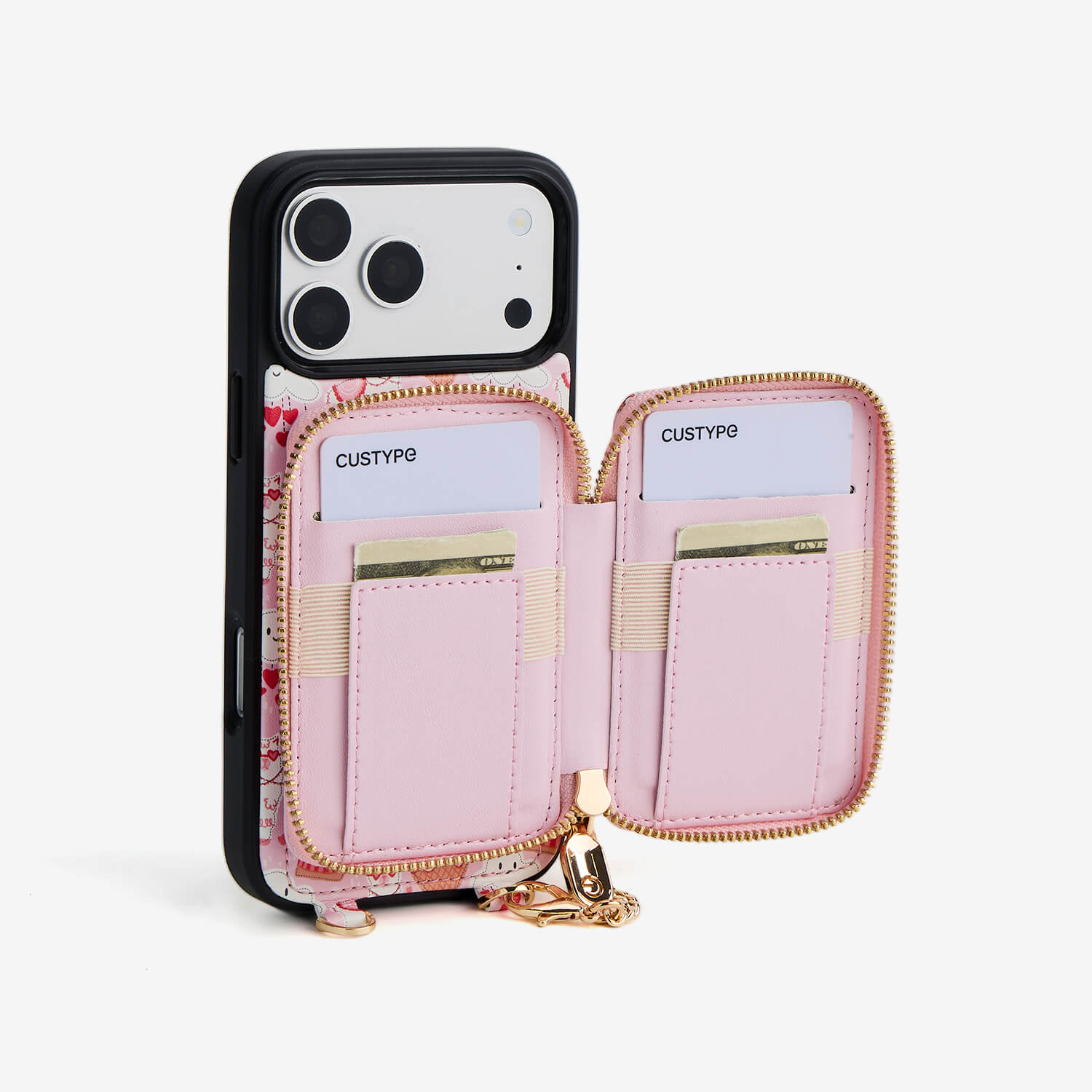 バレンタインテーマ クロスボディスマホケース（ポーチ＆ミニポーチ付き）