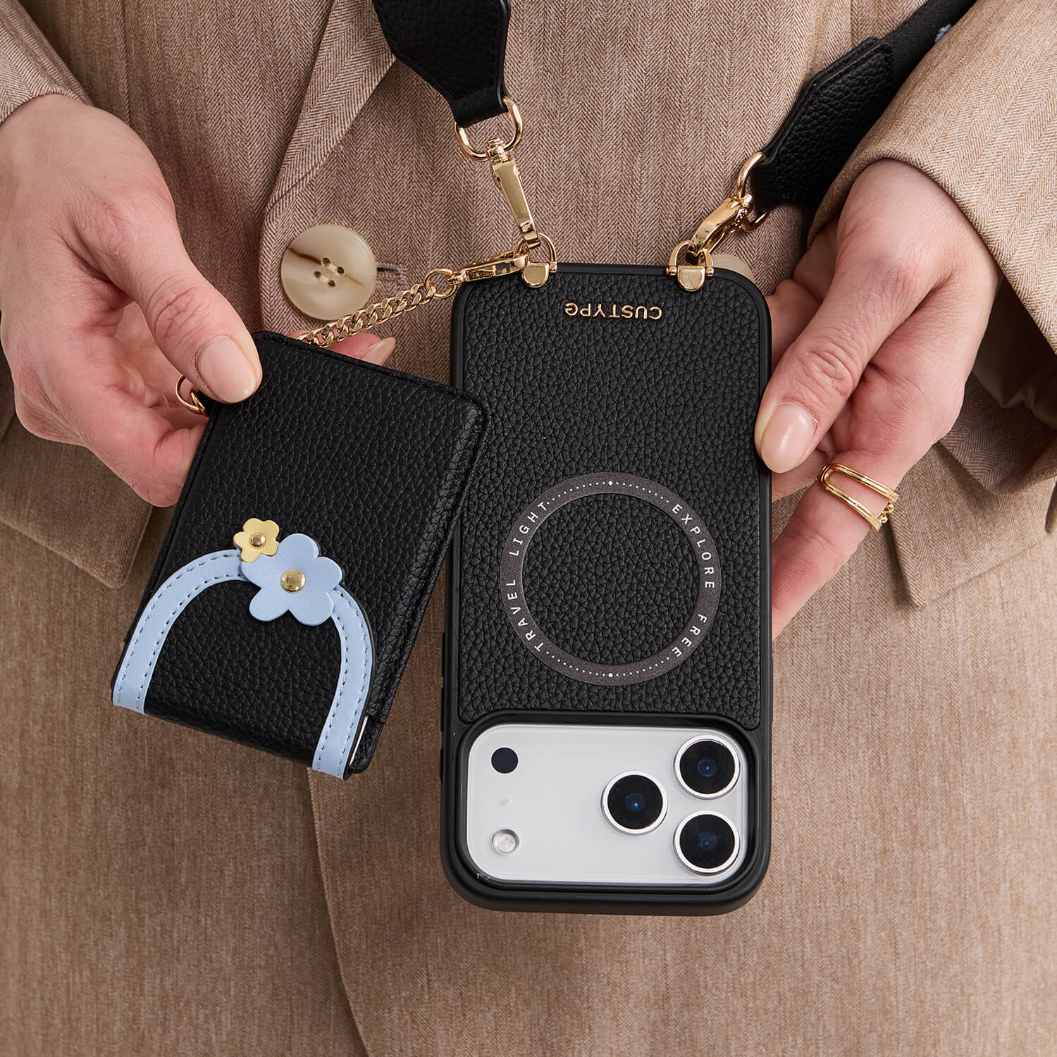 Vertical Wallet- iPhone Wallet Case with Webbing Strap