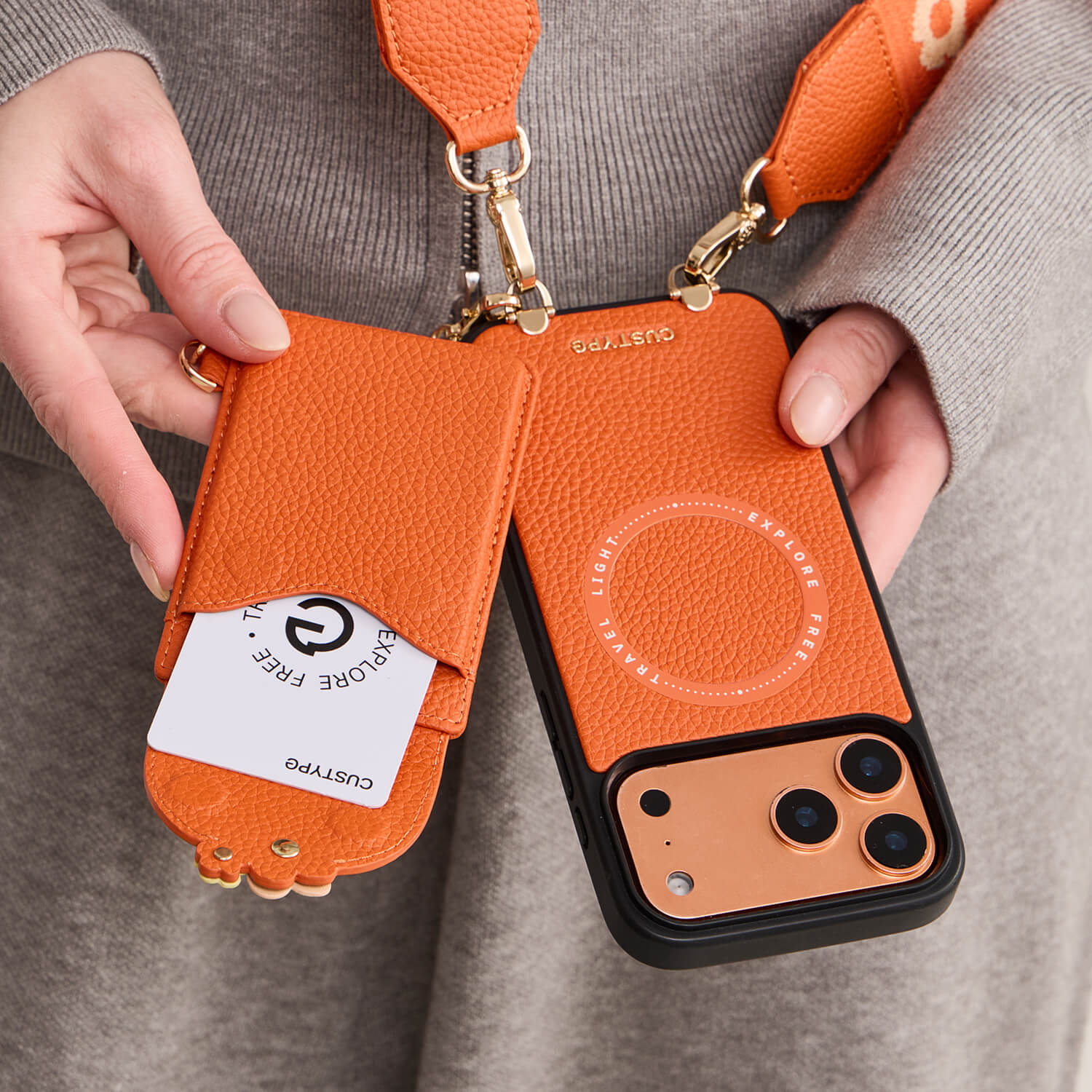 Vertical Wallet- iPhone Wallet Case with Webbing Strap