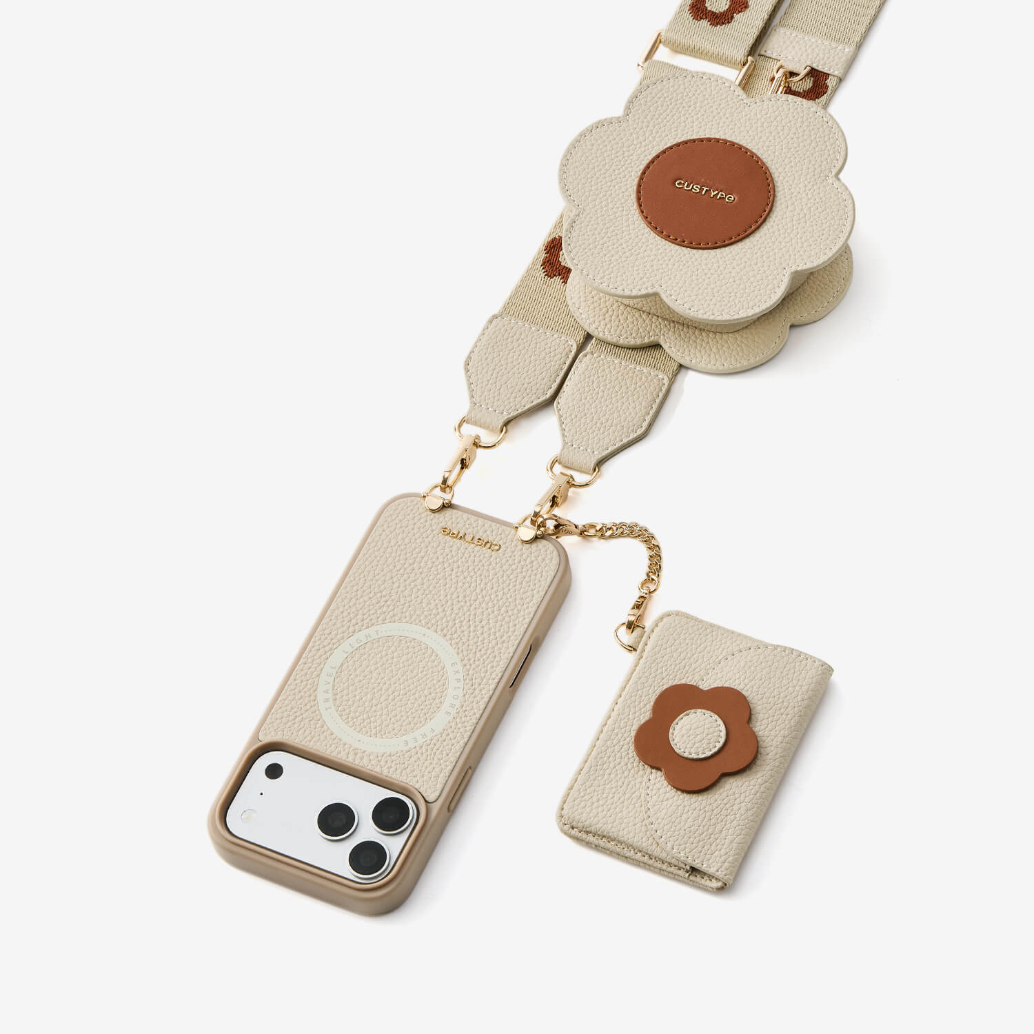 ブルームパル - ウォレット付きクロスボディスマホケース（AirPodsポーチ付き）