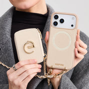 Allure チェーンシリーズ - チェーンとスタンド付きウォレットフォンケース - iPhone 17