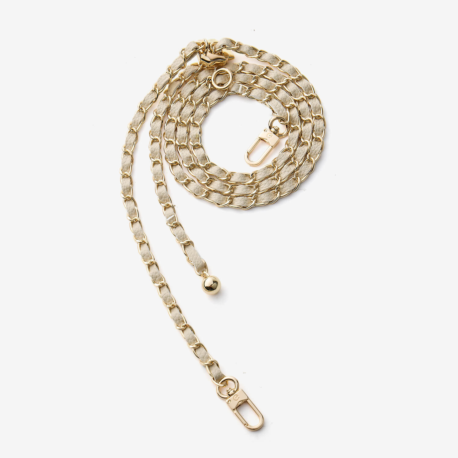 Elegant Adjustable Chain Leather Shoulder Strap- Lychee