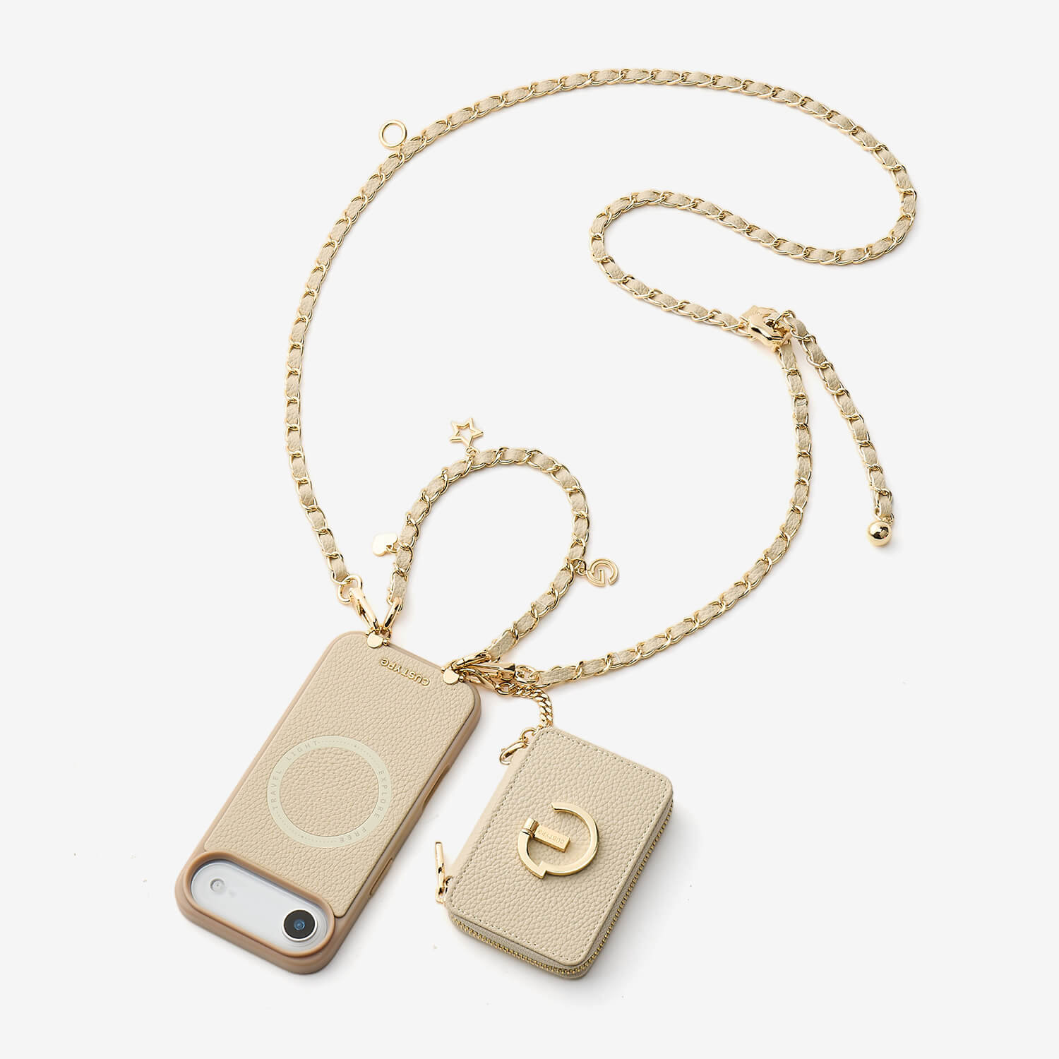 Allure Chain Series- Lanyard Magnetic Wallet Phone Case with Finger Holder-Custype