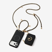 アリュールチェーンシリーズ - ストラップ付きマグネット式ウォレットフォンケース（フィンガーホルダー付き）