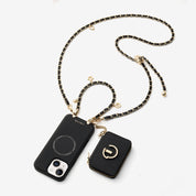 アリュールチェーンシリーズ - ストラップ付きマグネット式ウォレットフォンケース（フィンガーホルダー付き）