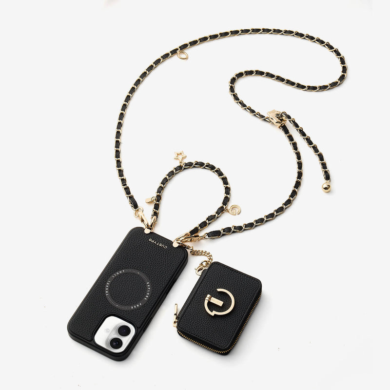 Allure Chain Series- Lanyard Magnetic Wallet Phone Case with Finger Holder - iPhone 17