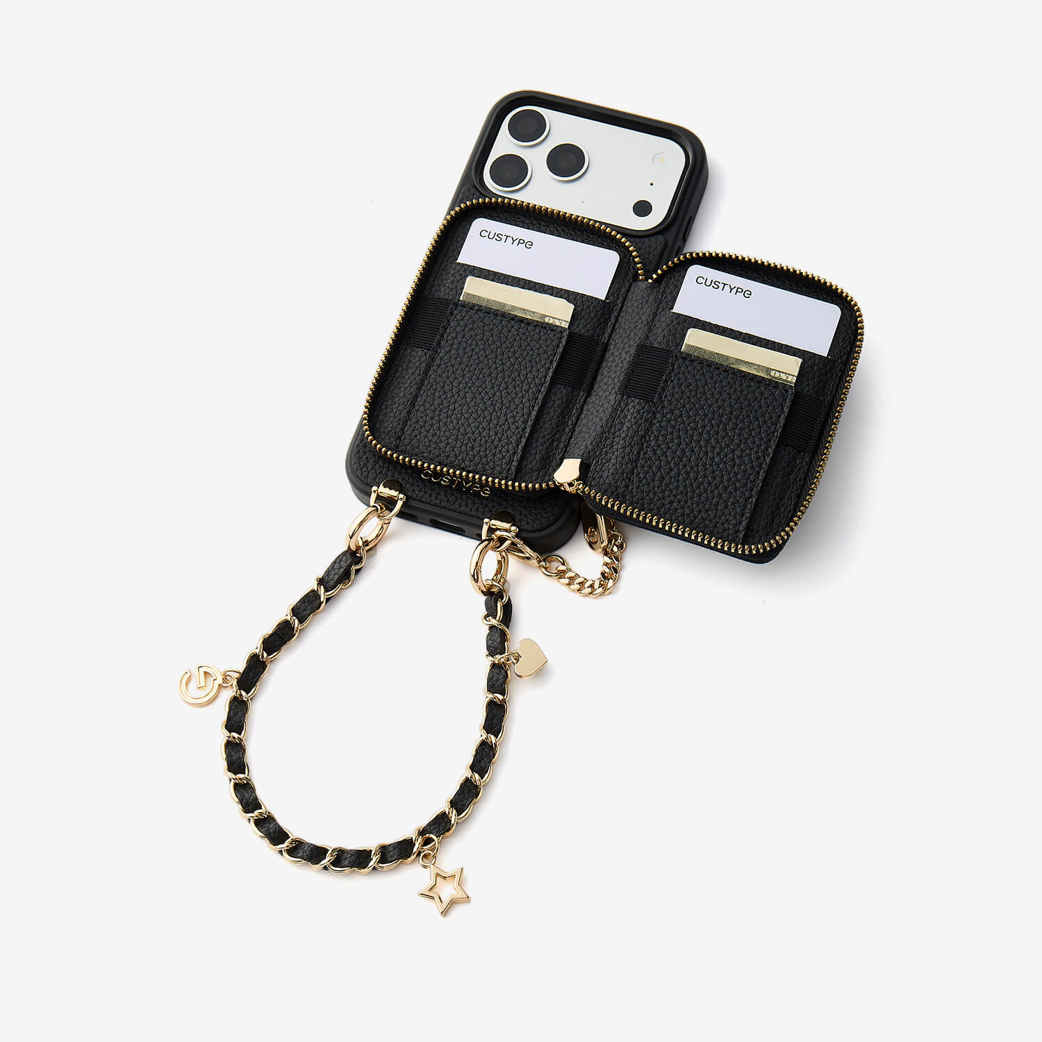 CUSTYPE iPhone15Pro ブラック　スマホケース　ショルダー Custype iPhone 15 Pro Crossbody Cases with Card Holder and Strap