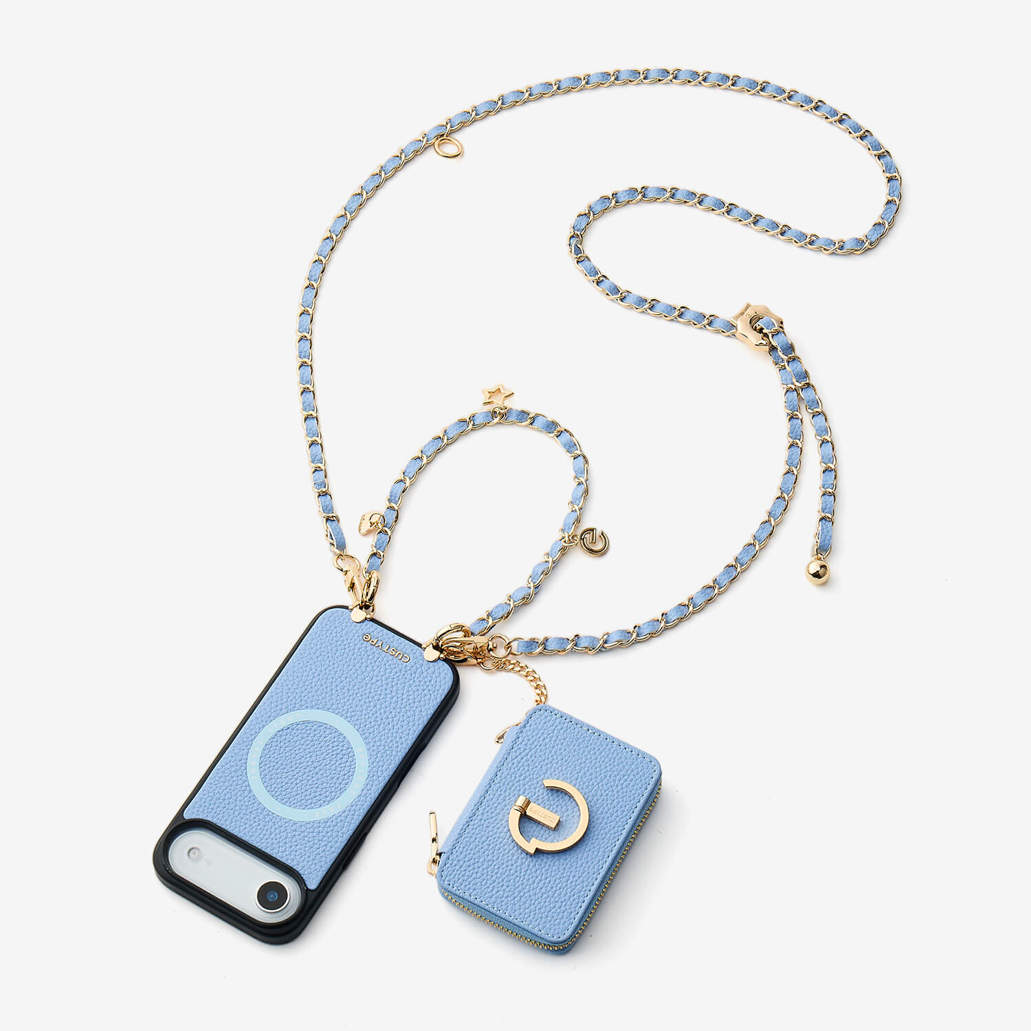 Allure Chain Series- Lanyard Magnetic Wallet Phone Case with Finger Holder-Custype