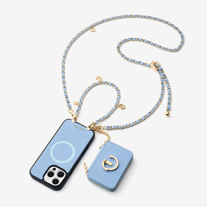 Allure Chain Series- Lanyard Magnetic Wallet Phone Case with Finger Holder - iPhone 13 Pro