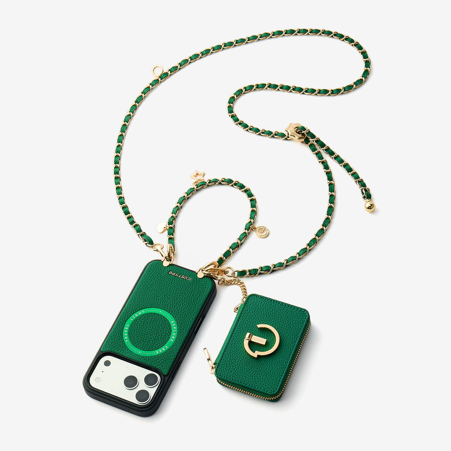 Allure Chain Series- Lanyard Magnetic Wallet Phone Case with Finger Holder