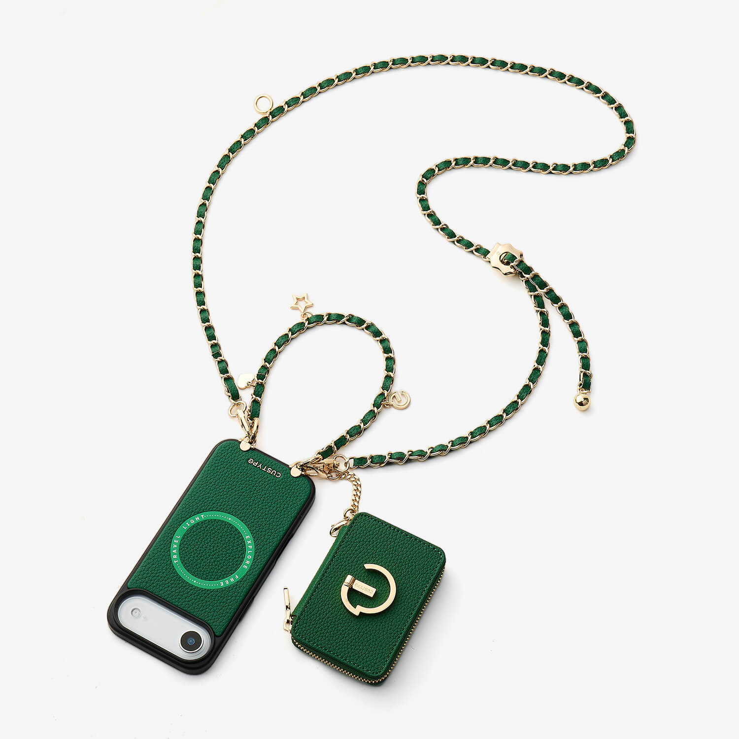 Allure Chain Series- Lanyard Magnetic Wallet Phone Case with Finger Holder-Custype