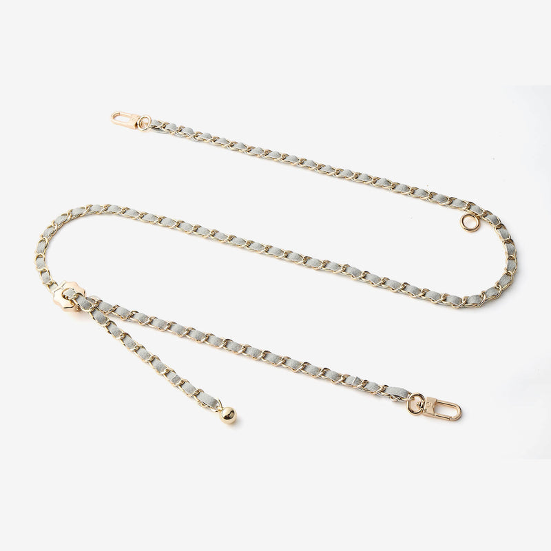 Elegant Adjustable Chain Leather Shoulder Strap- Lychee