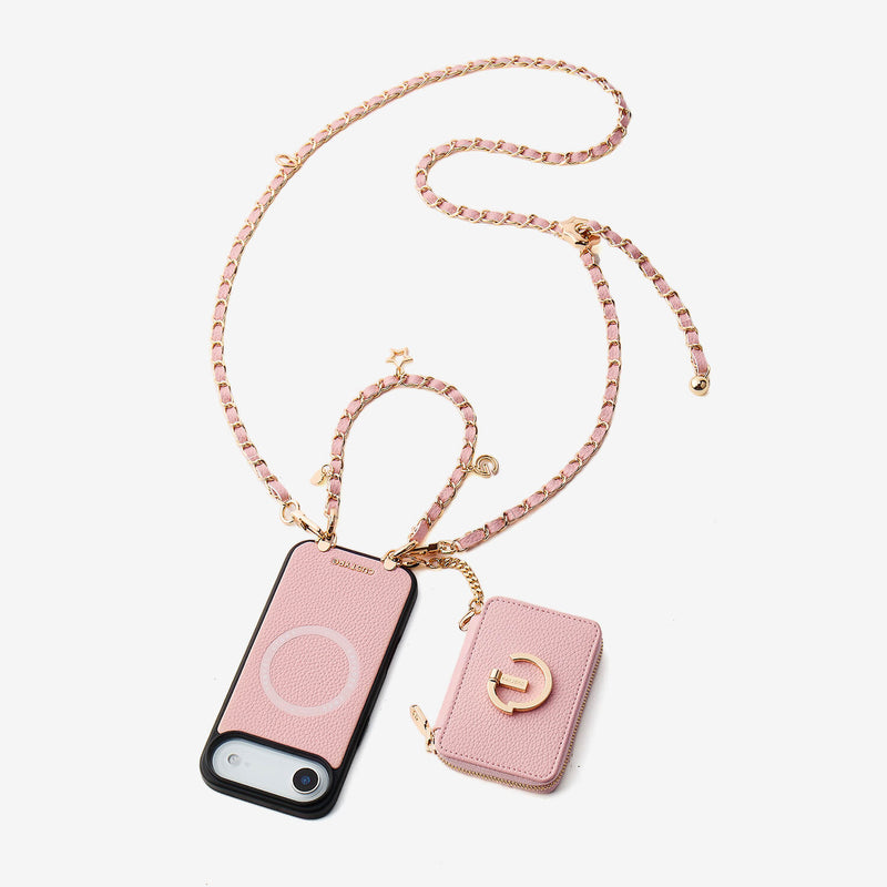 Allure Chain Series- Lanyard Magnetic Wallet Phone Case with Finger Holder-Custype
