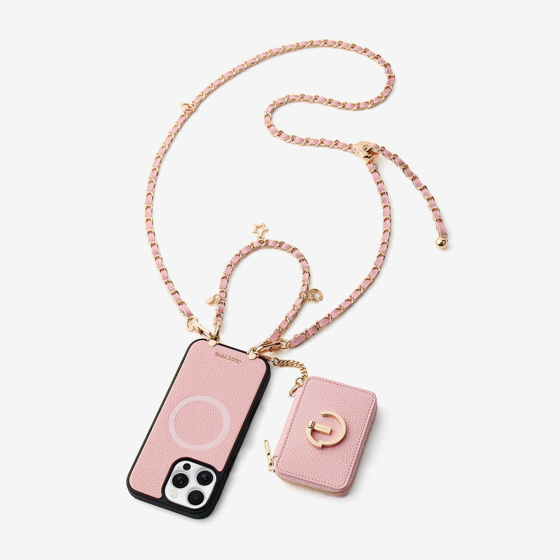 Allure Chain Series- Lanyard Magnetic Wallet Phone Case with Finger Holder - iPhone 13 Pro
