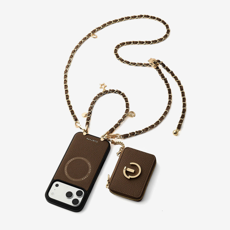 Allure Chain Series- Lanyard Magnetic Wallet Phone Case with Finger Holder - iPhone 17 Pro Max